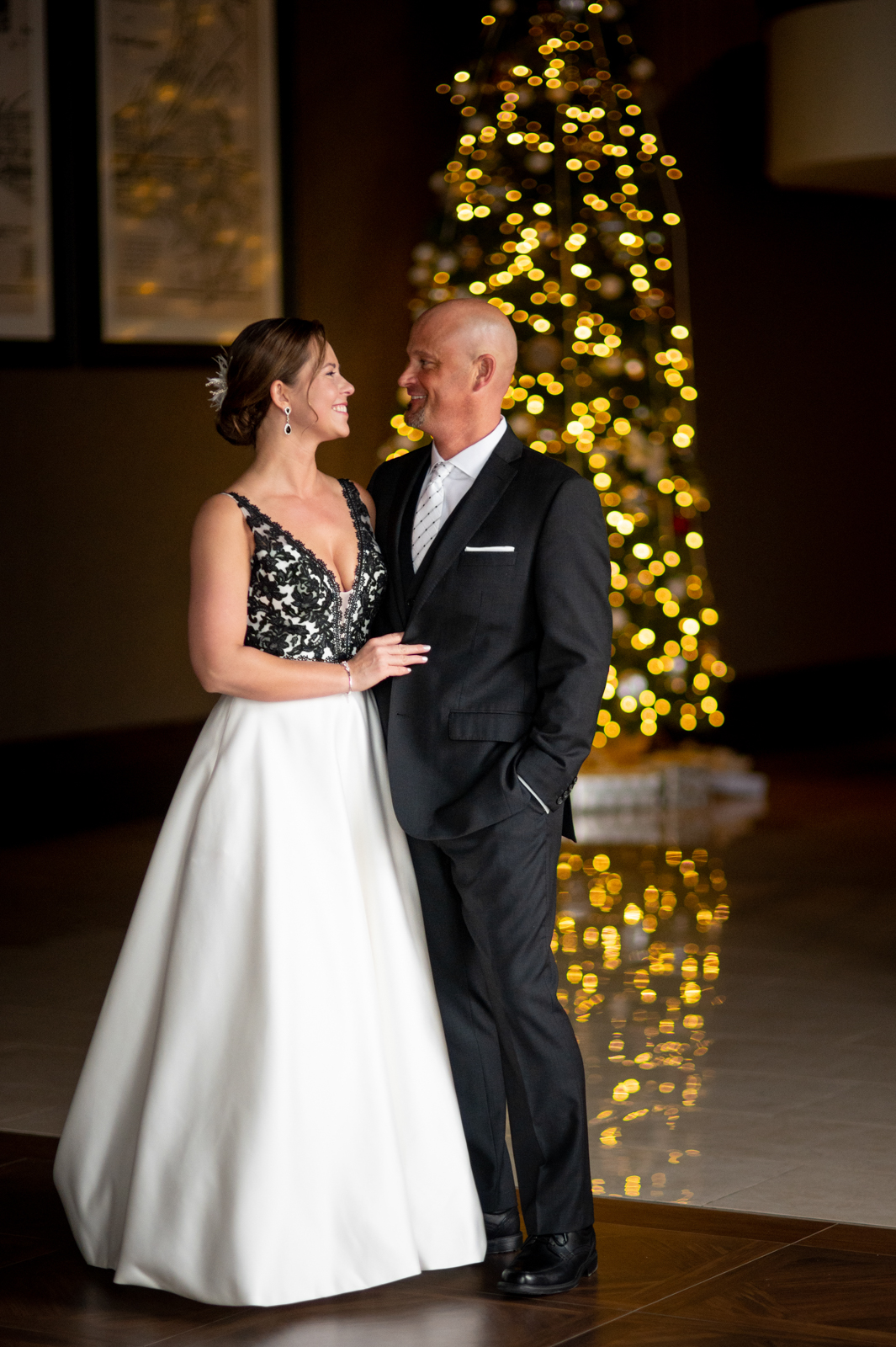 Modern Black & White Gown