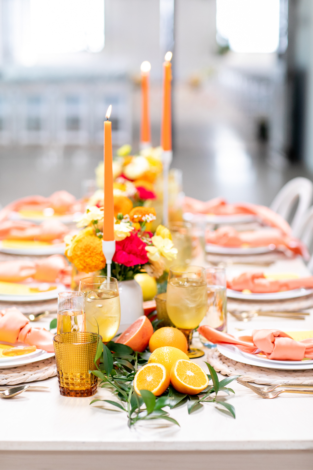 Bright Citrus Reception Centerpiece