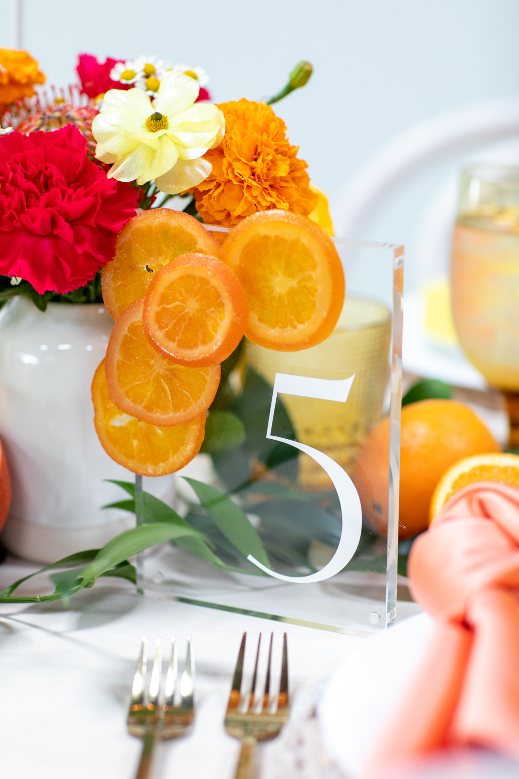 Modern Citrus Acrylic Table Number