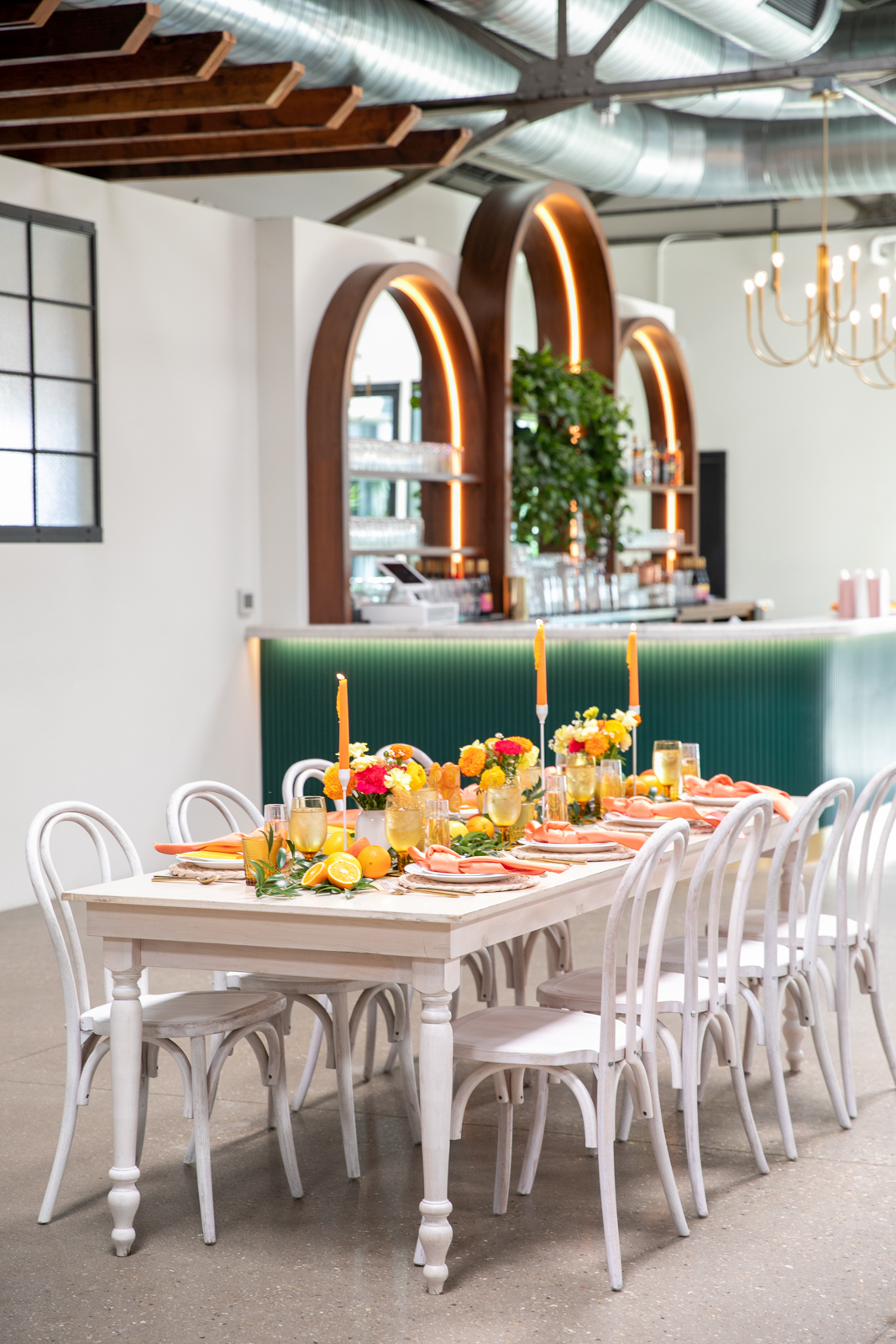 Bright Citrus Reception Table