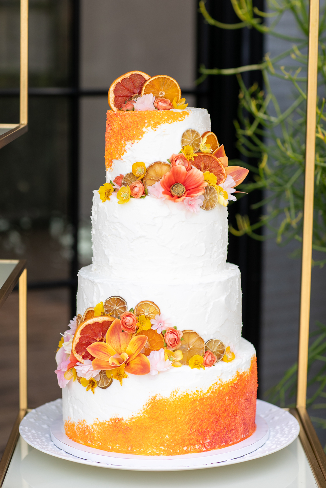 Bright Modern Elegant Citrus Wedding Cake