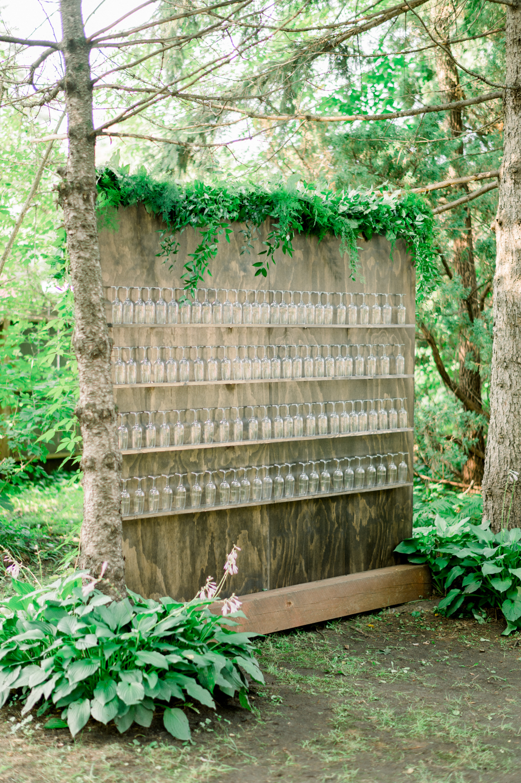 Rustic Wooden Wedding Champagne Wall Display