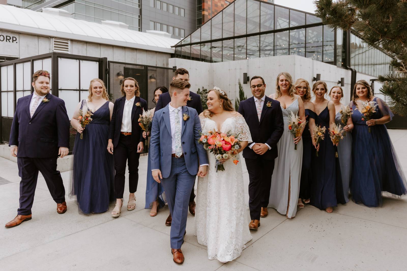 Shades Of Blue Wedding Party