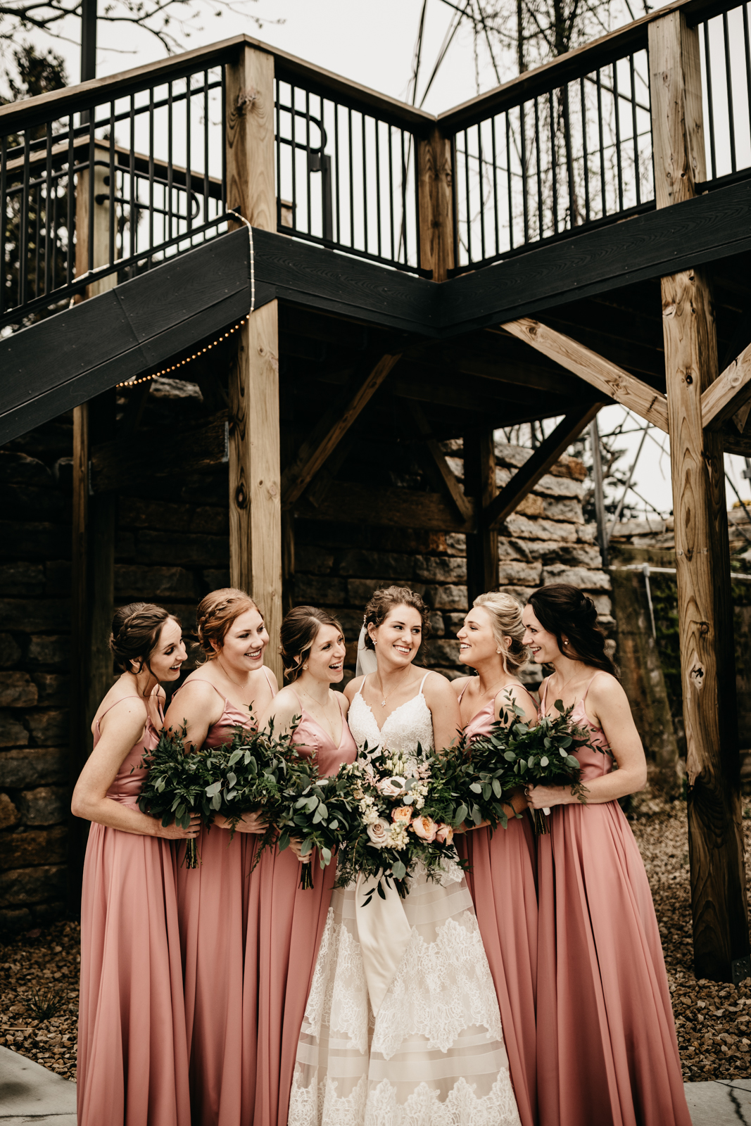 bride with bridesmaids