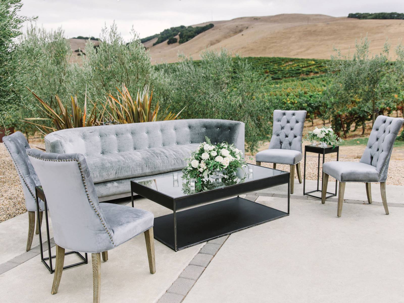 gray velvet lounge furniture