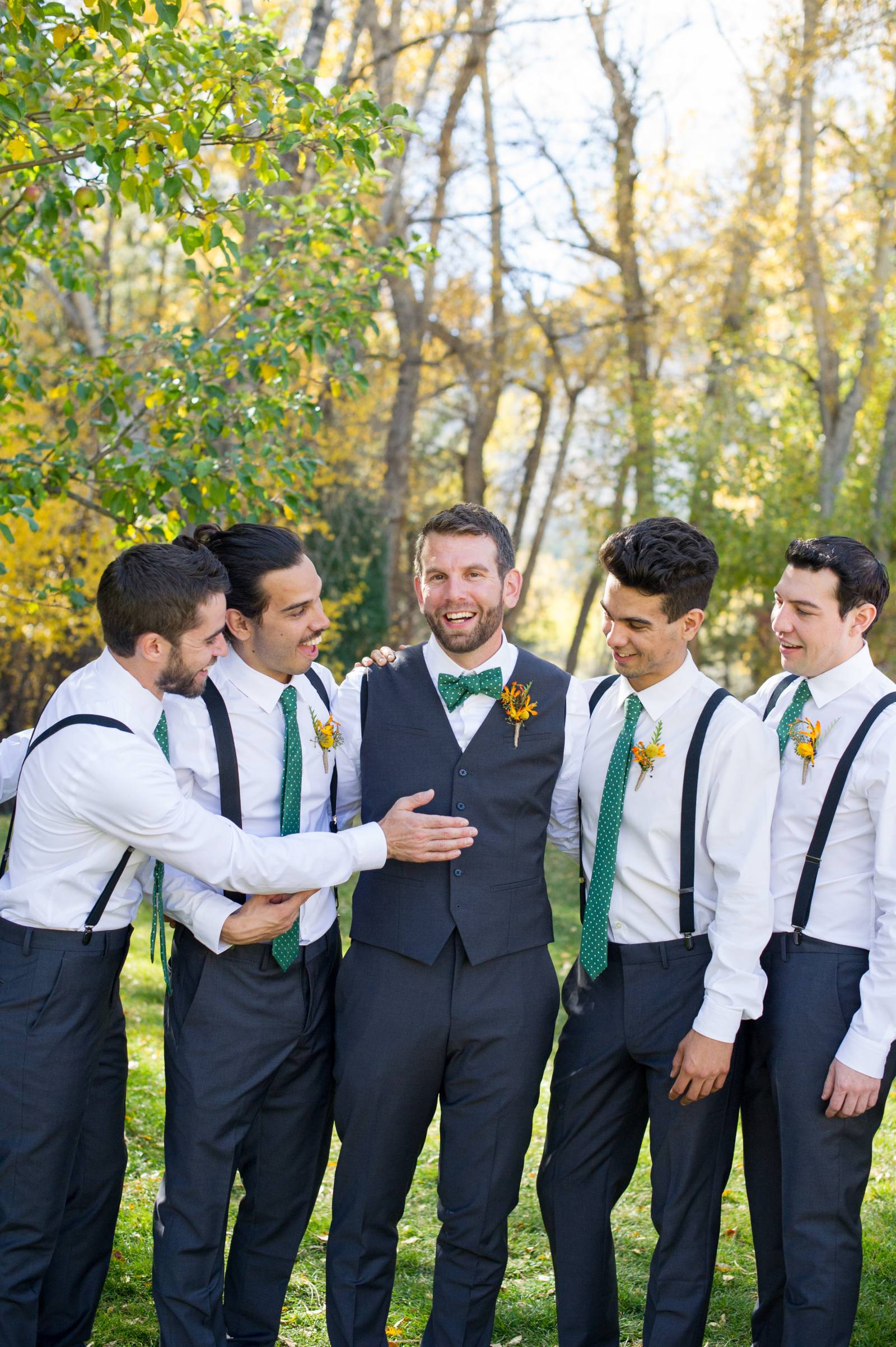 Groomsmen with green ties