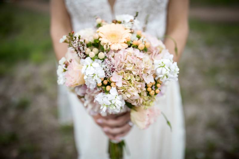 Pink and Yellow Wedding Bouquet