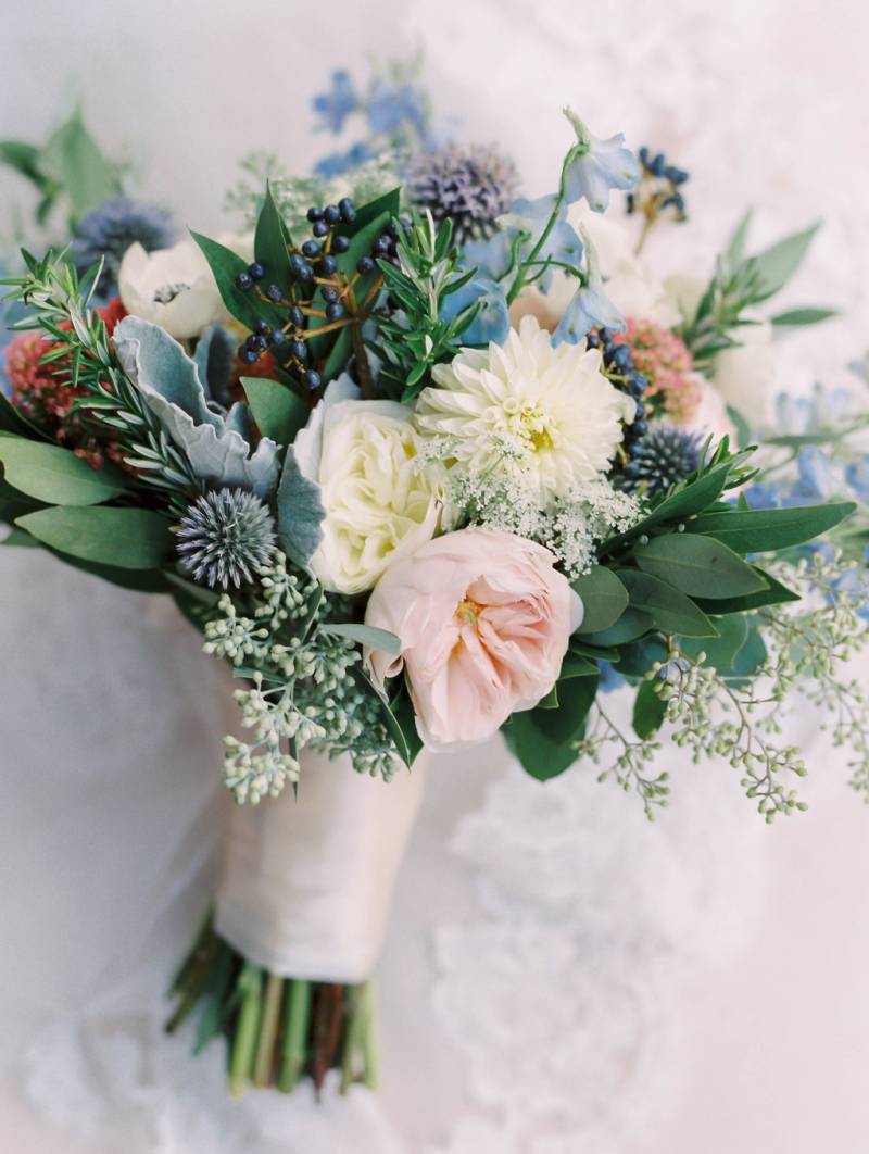 Wedding Bouquet with blues and pinks