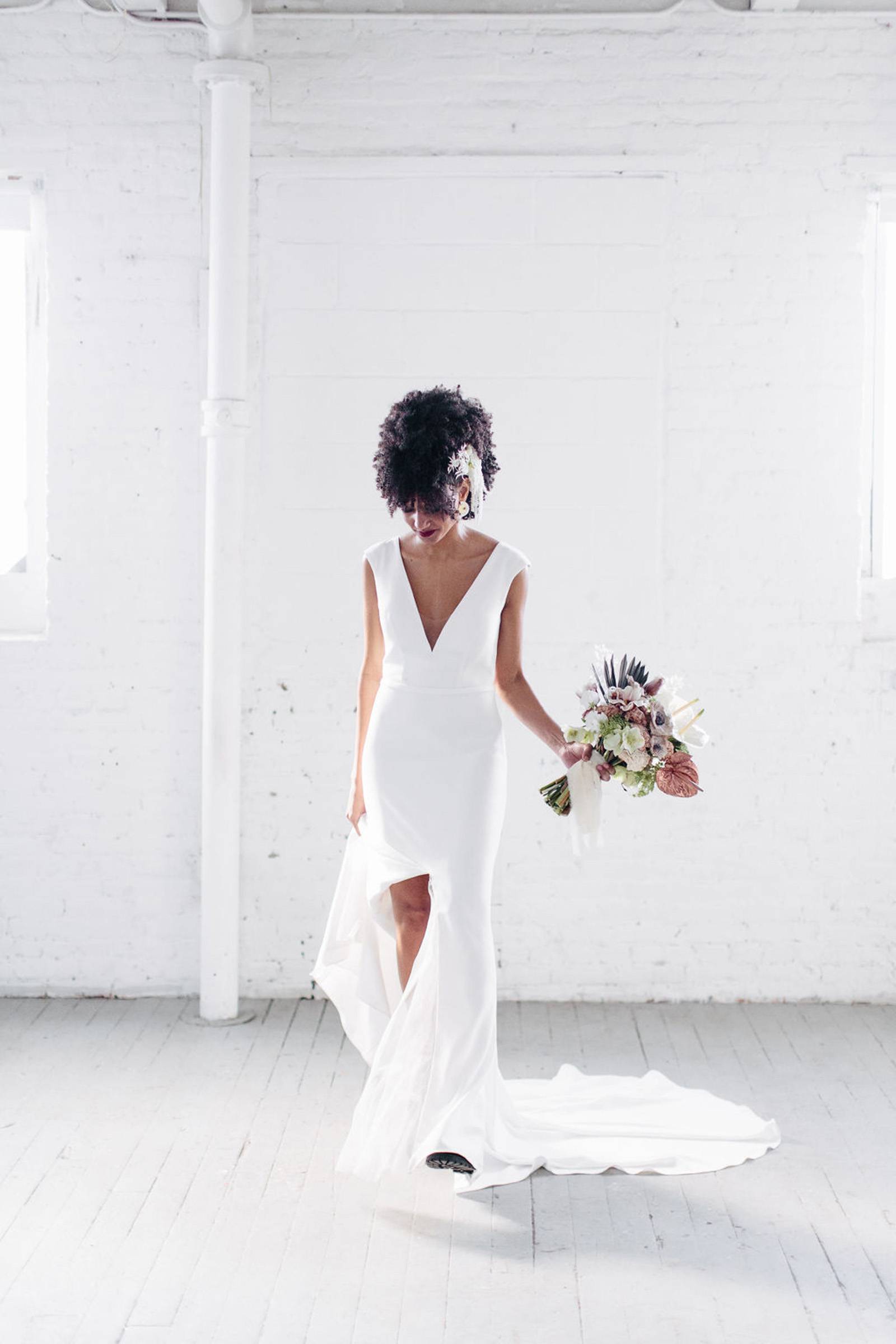 Modern bridal gown and floral inspiration