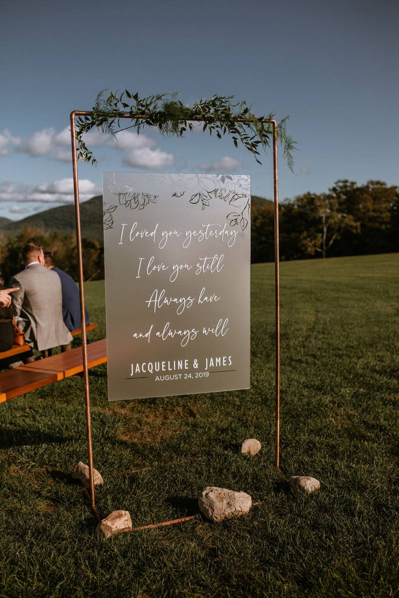 Acrylic wedding ceremony quote sign