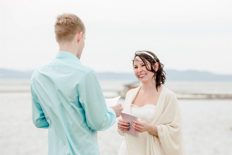Burlington lakefront elopement ceremony in March