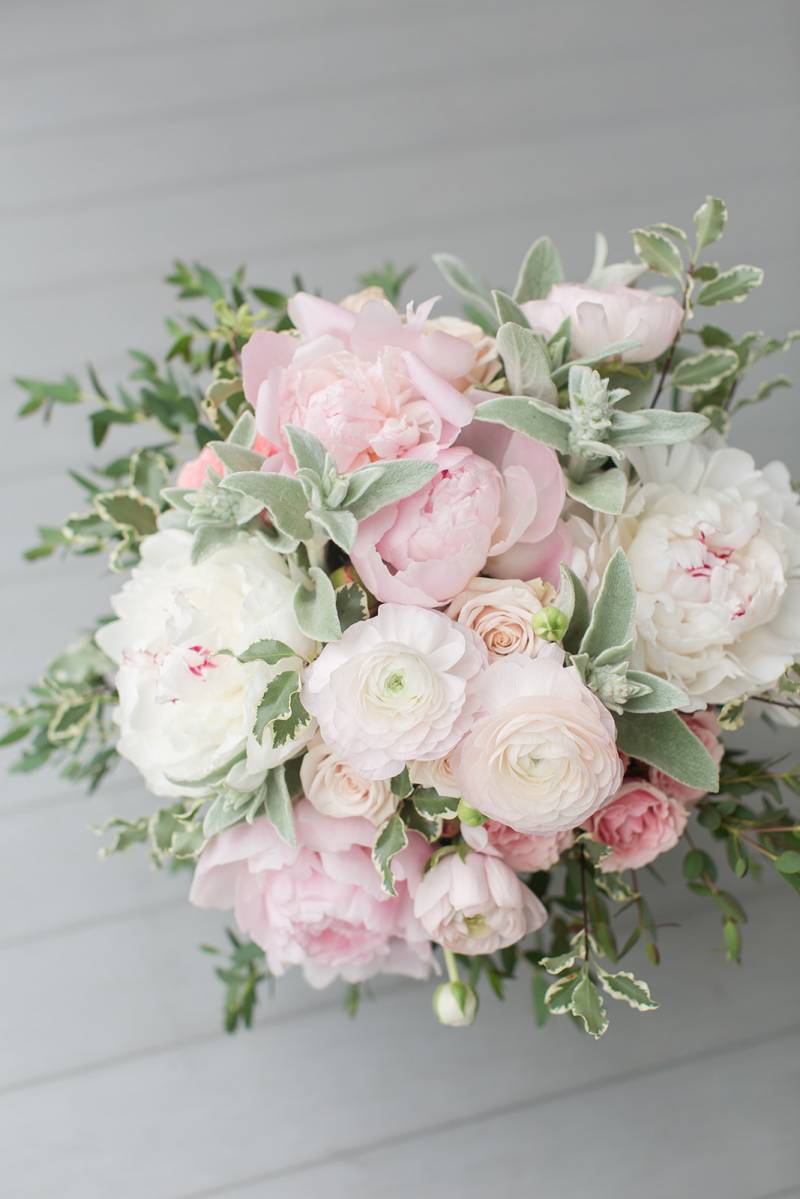blush with greenery bridal bouquet