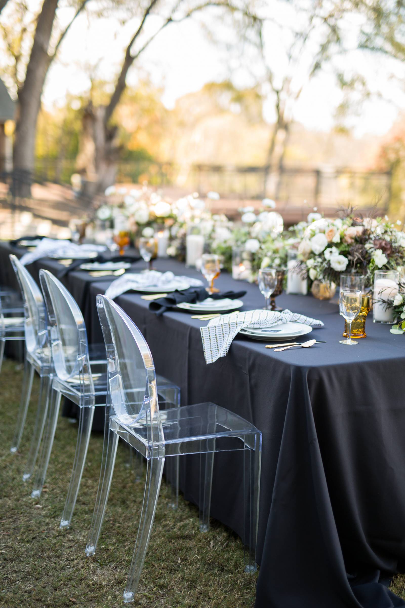 Table setting with black linen