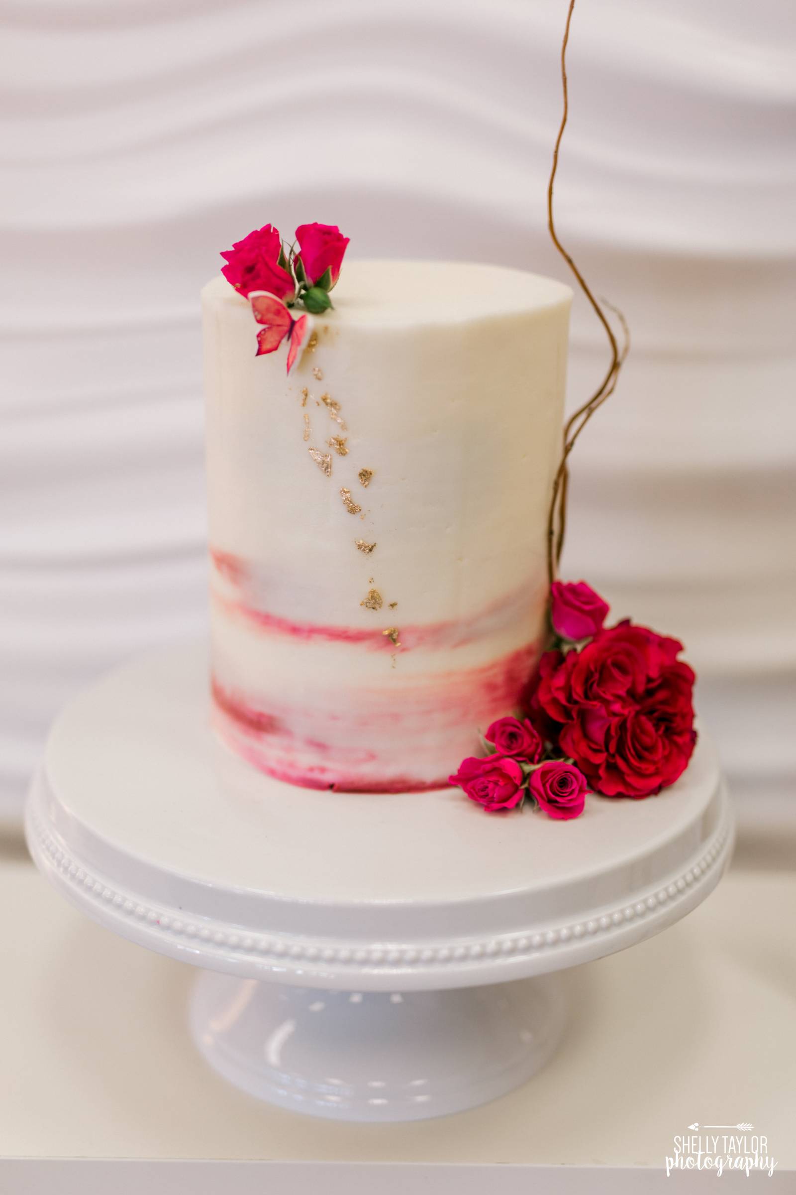 Pink cake with gold foil