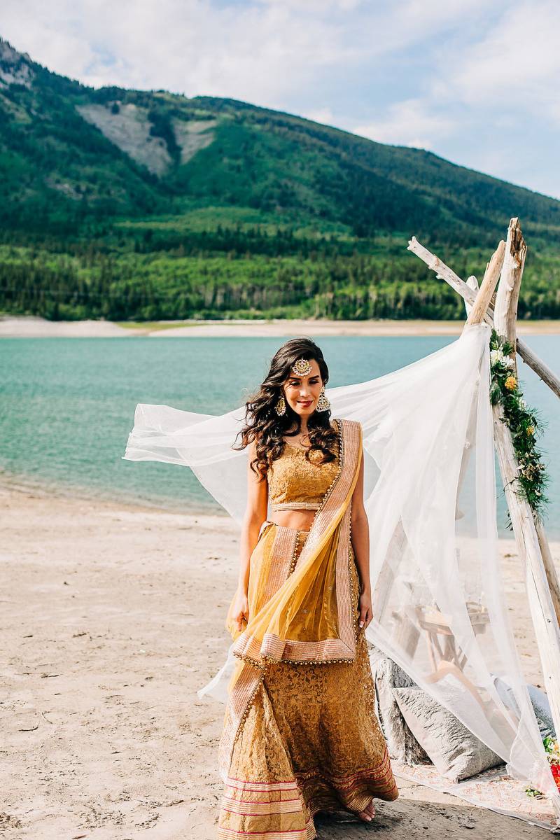 Traditional Gold Wedding Dress with Wedding Accessories and Jewelry