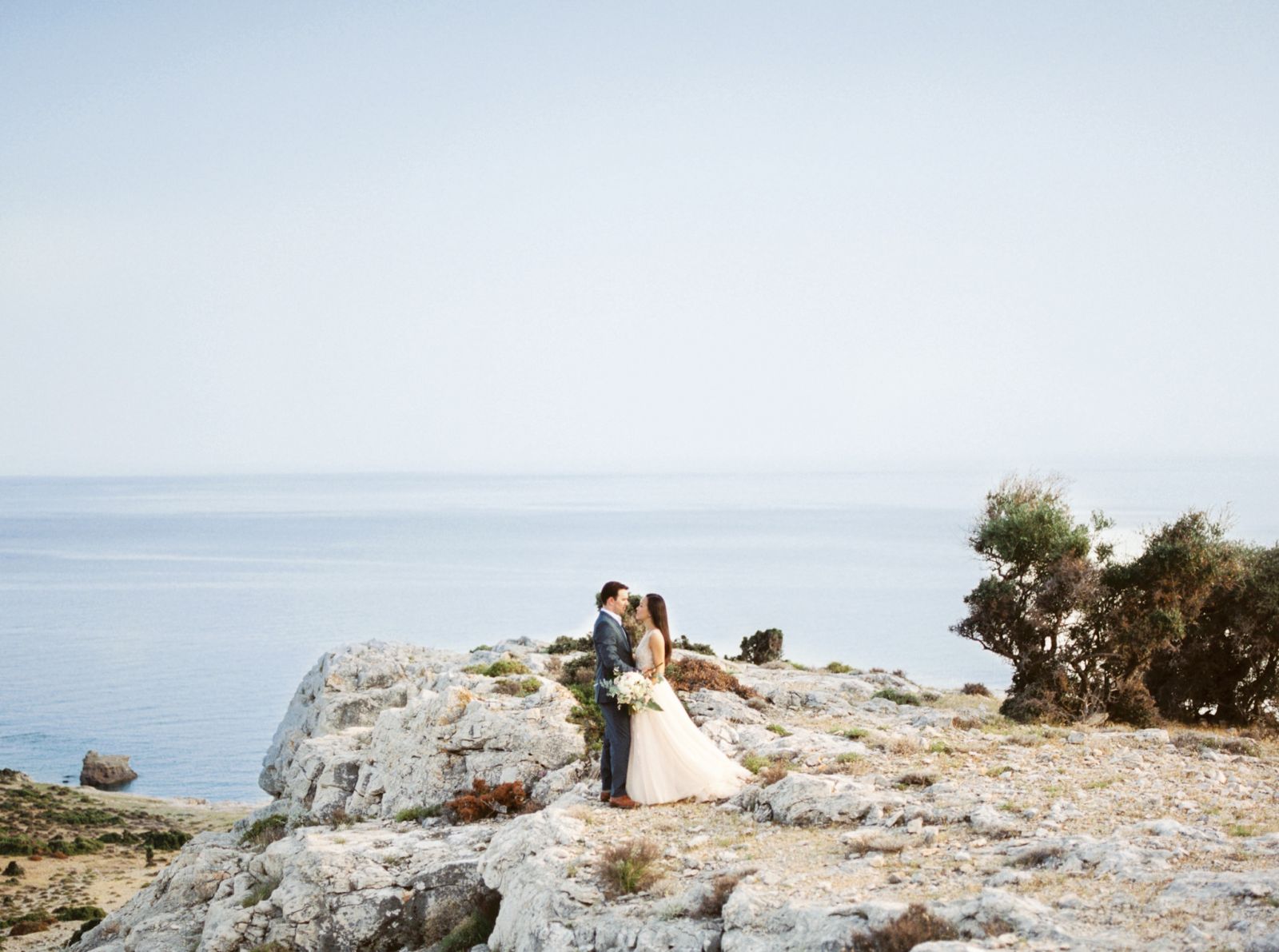 Day after wedding shoot on the Aegean Sea at sunset | Greece Real Wedding