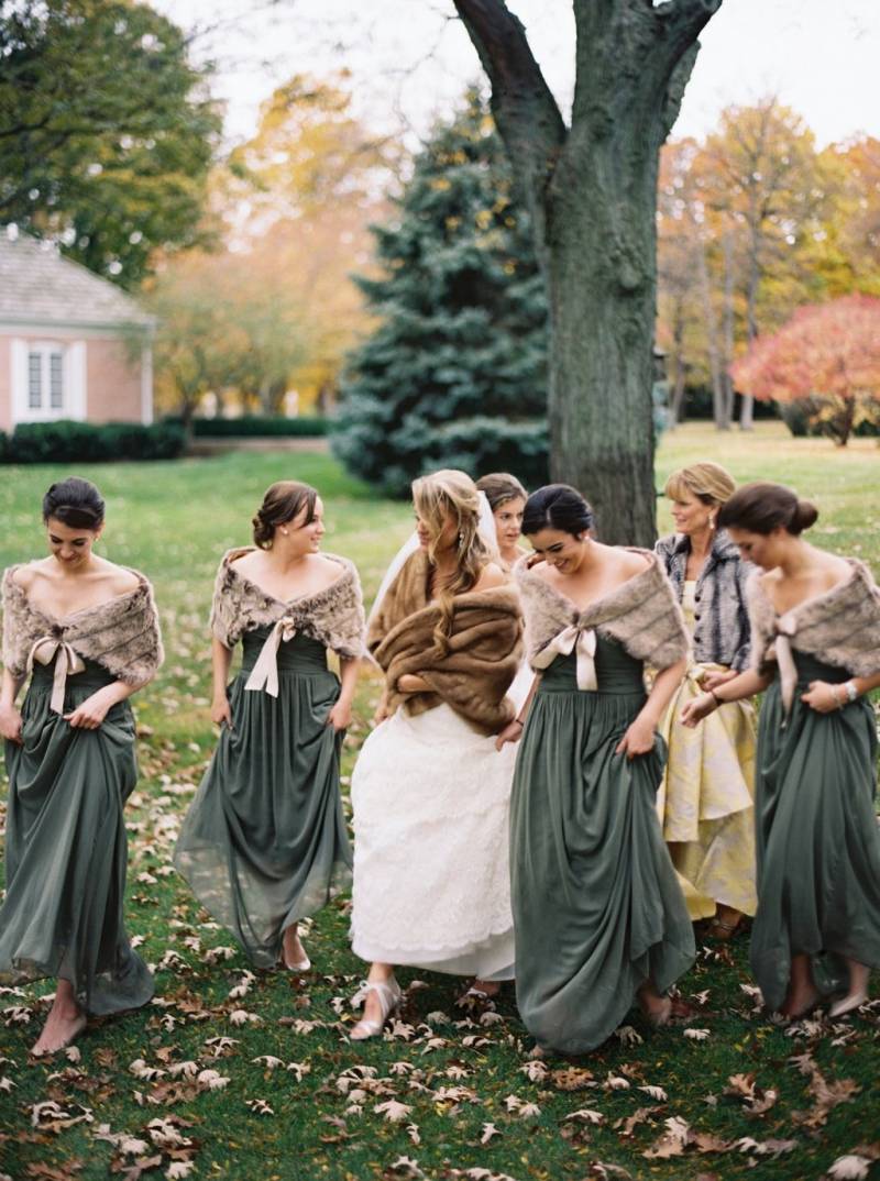 Bridesmaids in faux fur