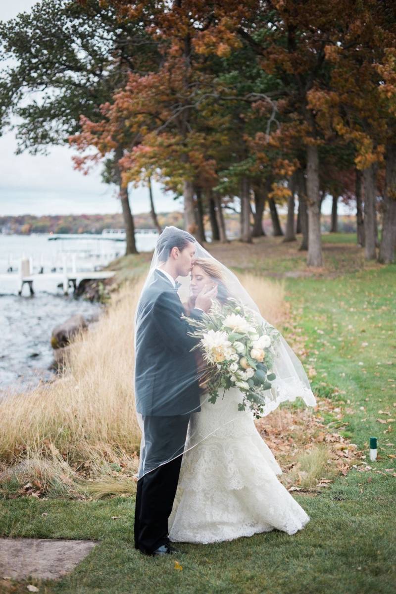 Bride & Groom in the fall