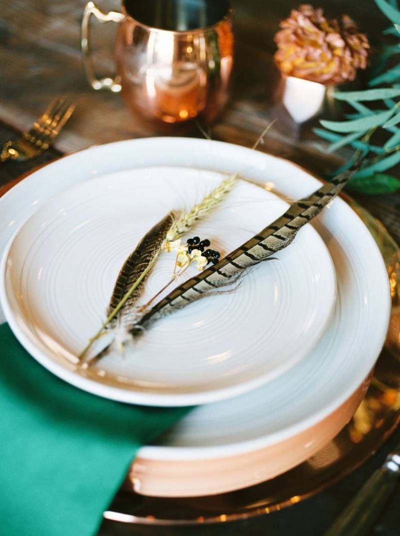 Placesetting with feathers