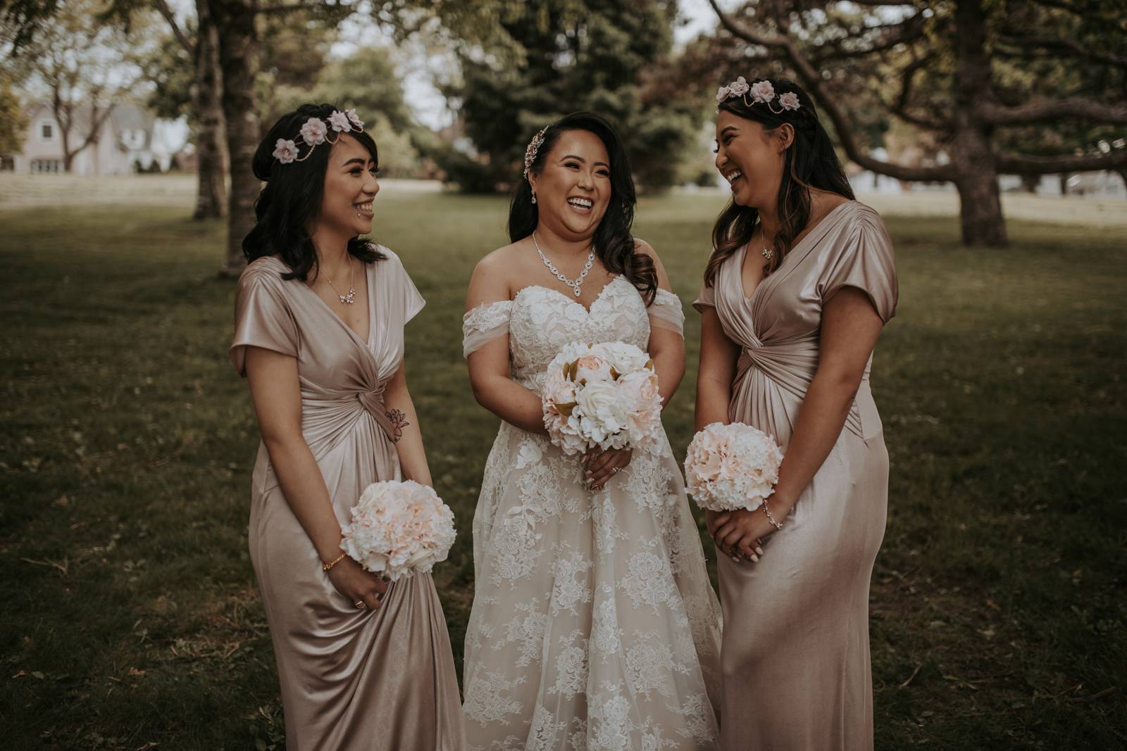 bride with bridesmaids