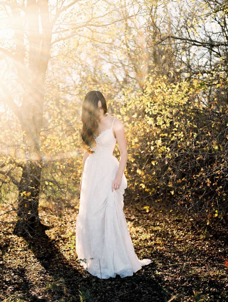 Bride in golden sunlight