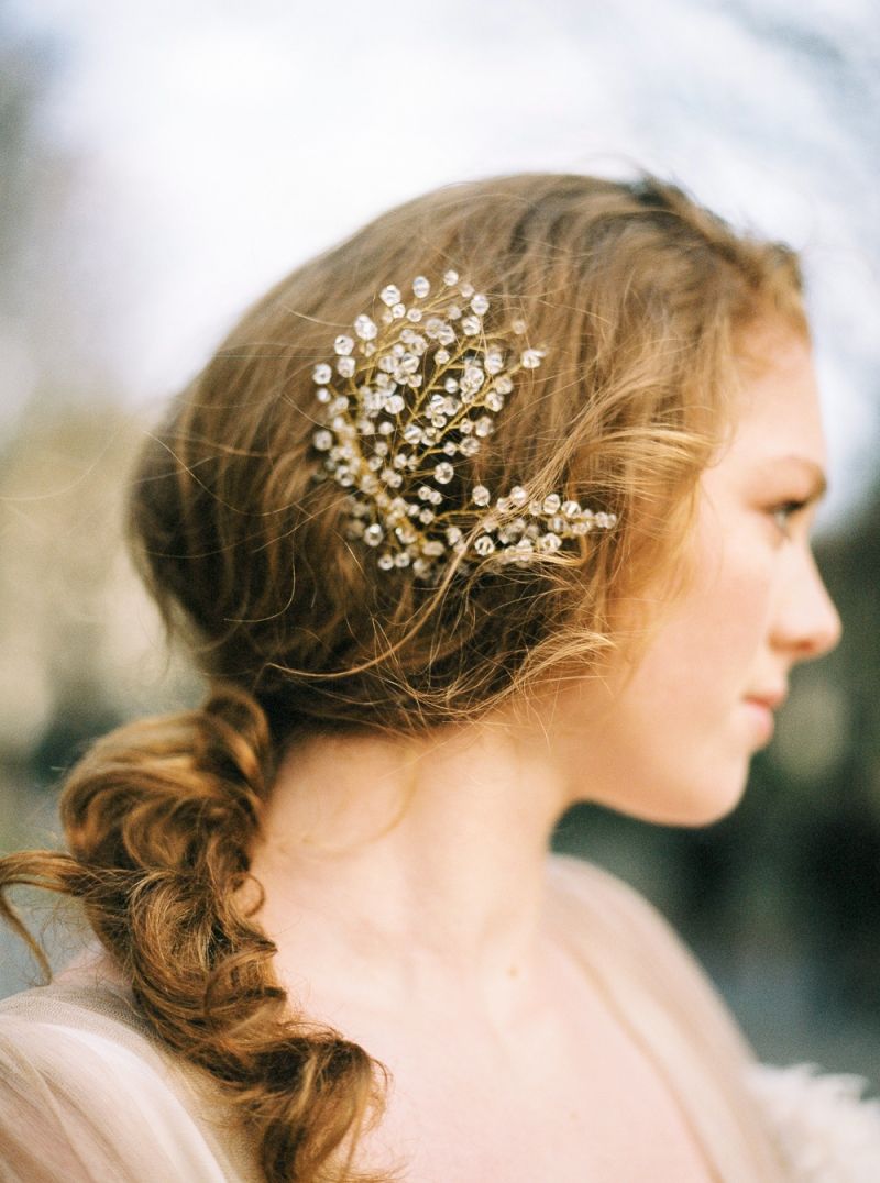 Bridal hair with gold headpiece