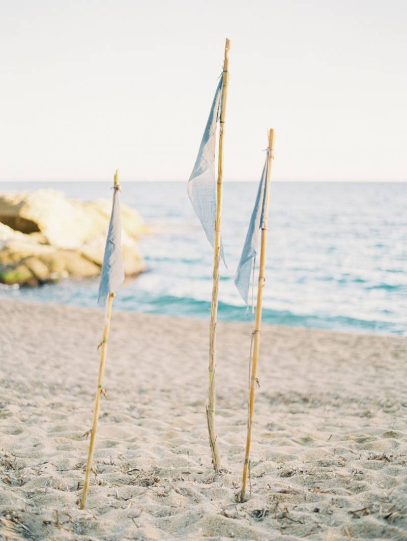 Blue flags at beach