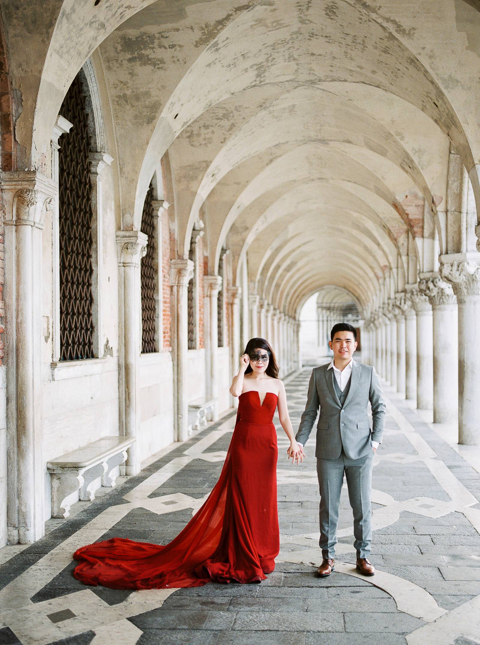 Grey and shop red dress