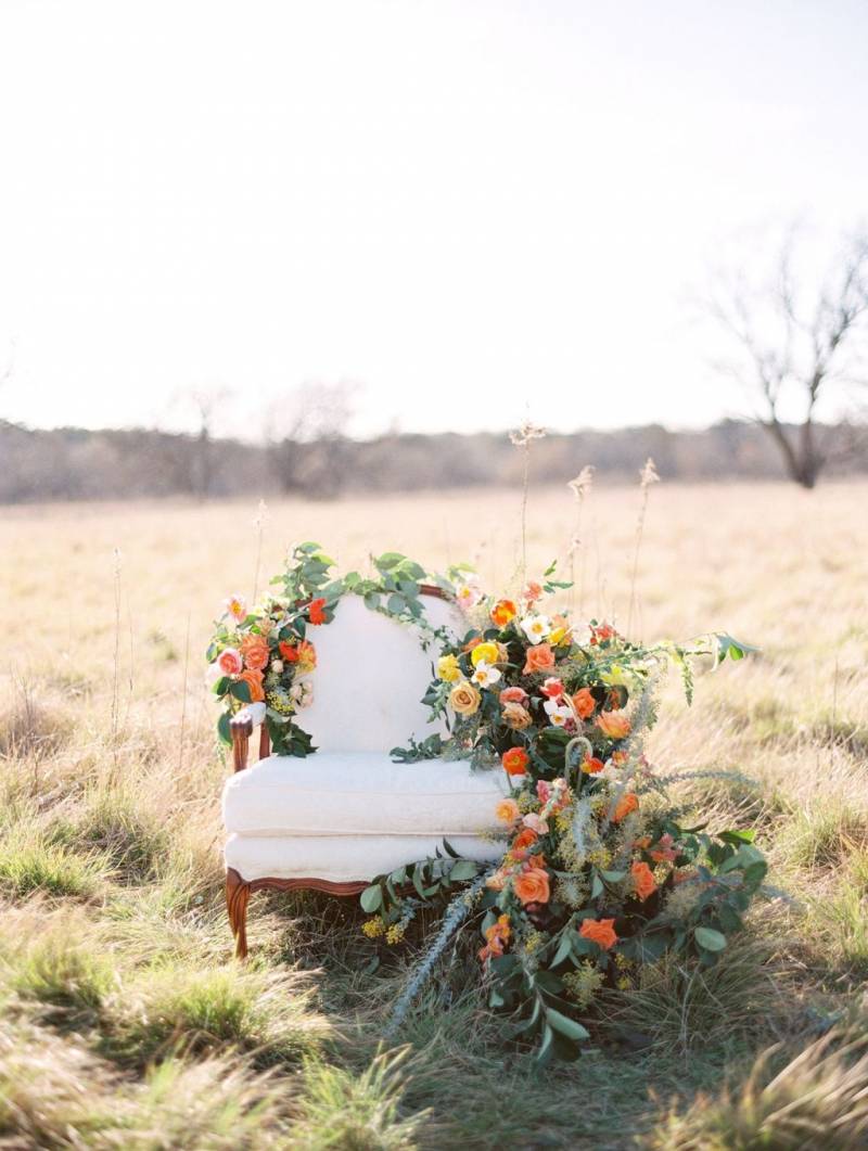 Chair adorned with florals