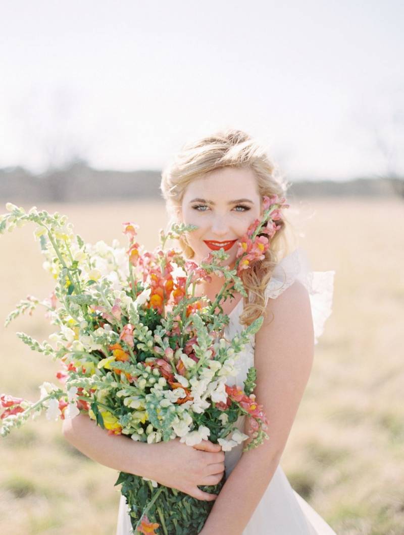 Bride with vibrant florals