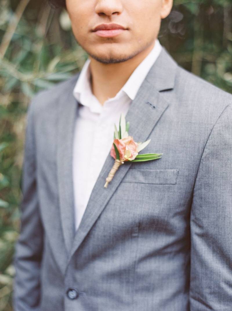 Grey suit with buttonhole