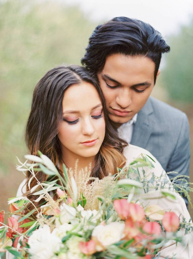 Bride and Groom with bouquet