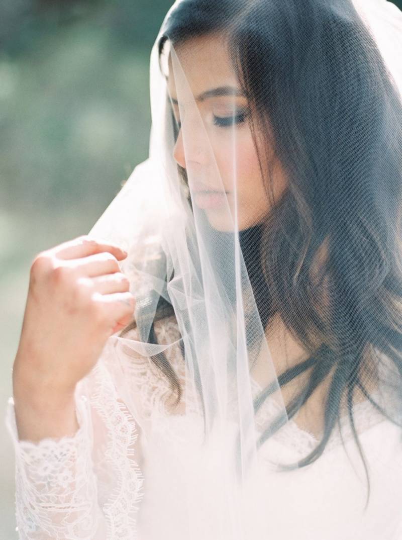 Bride with lace veil