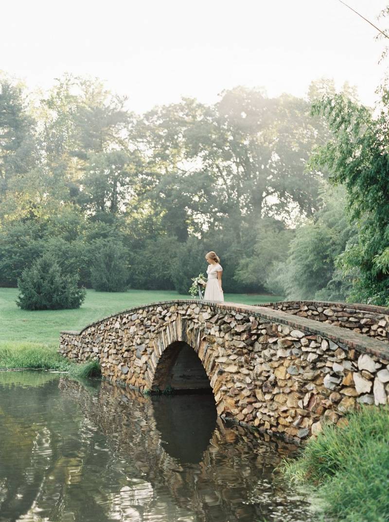 Bride on stone bridge
