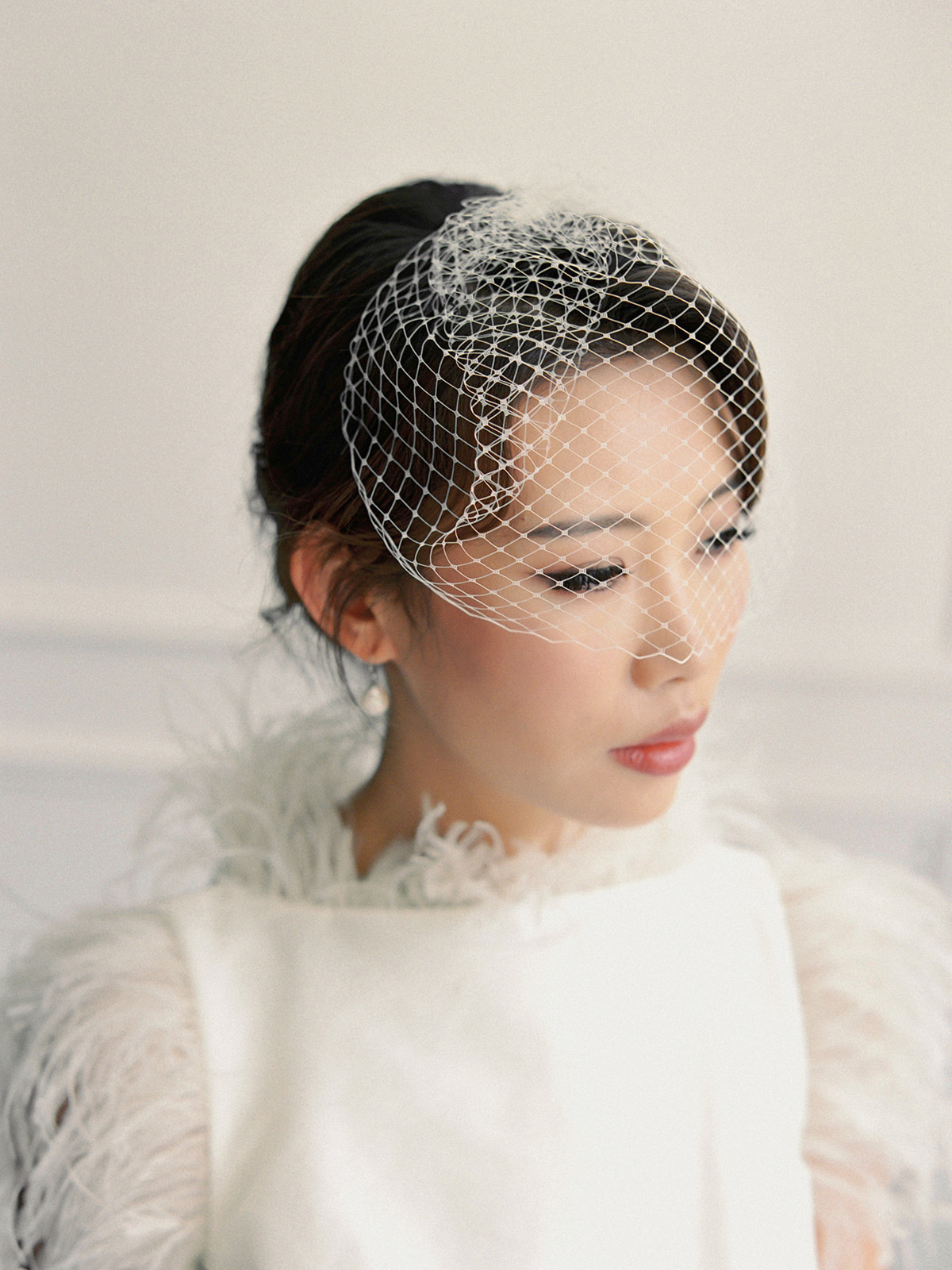Saffron Birdcage Veil