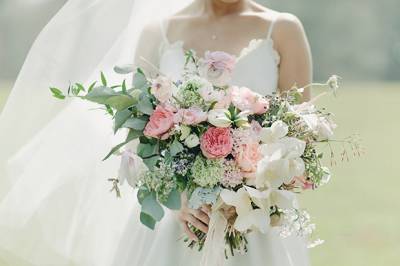 Beautiful pastel wedding bouquet.
