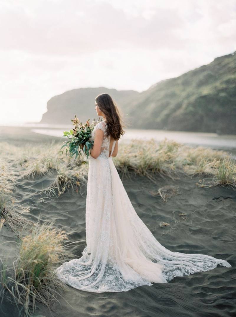 Windswept Bridals On A New Zealand Beach Auckland Photo Shoot