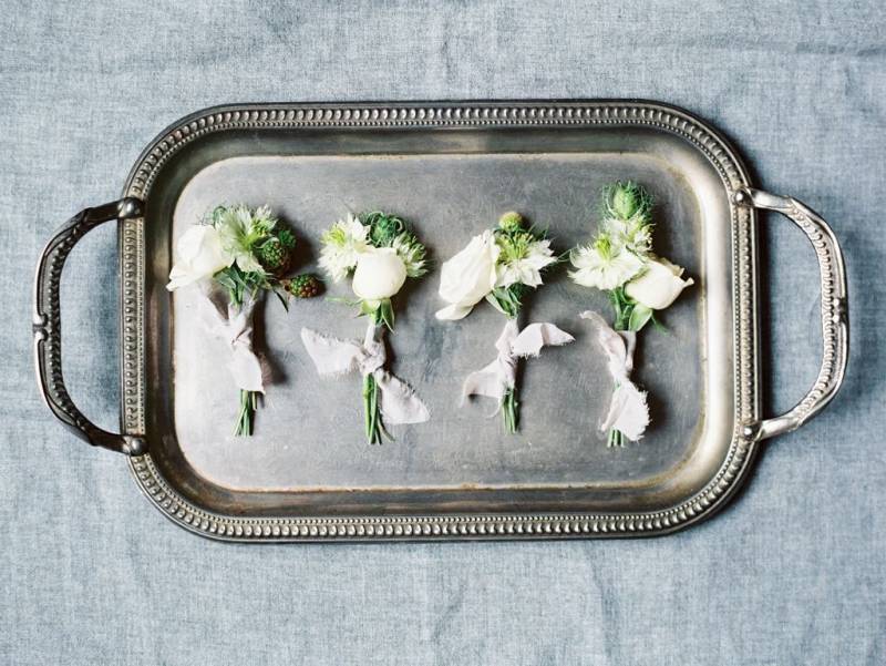 Tray of boutonnieres
