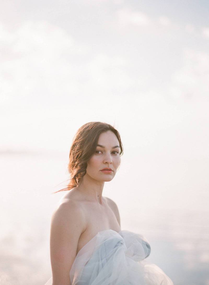 Serene dreamlike boudoir photos on Great Salt Lake | Utah Boudoir