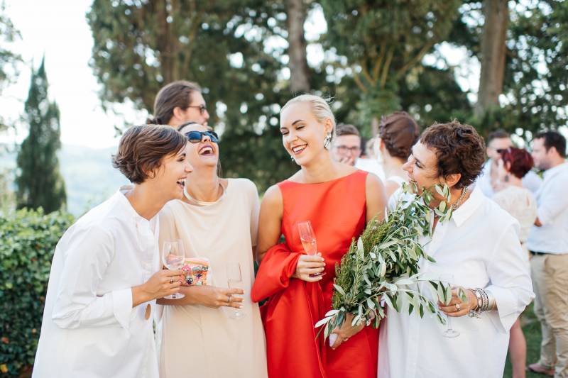 Striking red gown in this elegant Italian wedding | Tuscany Real Weddings