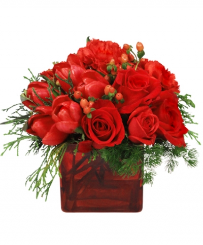 Crimson Christmas Bouquet - Christmas Flowers by In Full Bloom Winnipeg