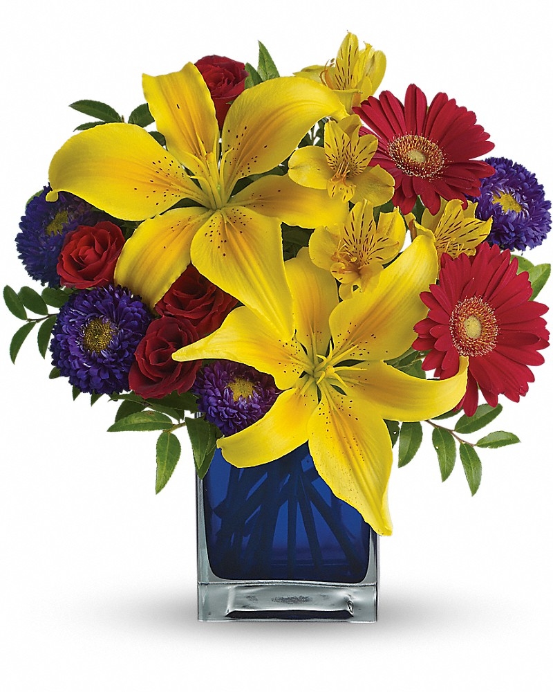 Blue Caribbean Bouquet - Congratulations Flowers by In Full Bloom Winnipeg