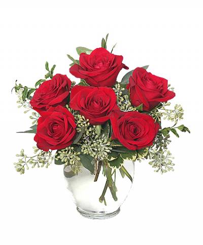 Rosey Romance Half Dozen Bouquet  - Valentine's Day Flowers by In Full Bloom Winnipeg