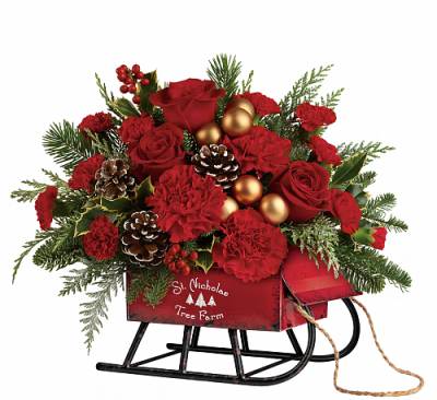 Teleflora's Vintage Sleigh Bouquet - Christmas Flowers by In Full Bloom Winnipeg