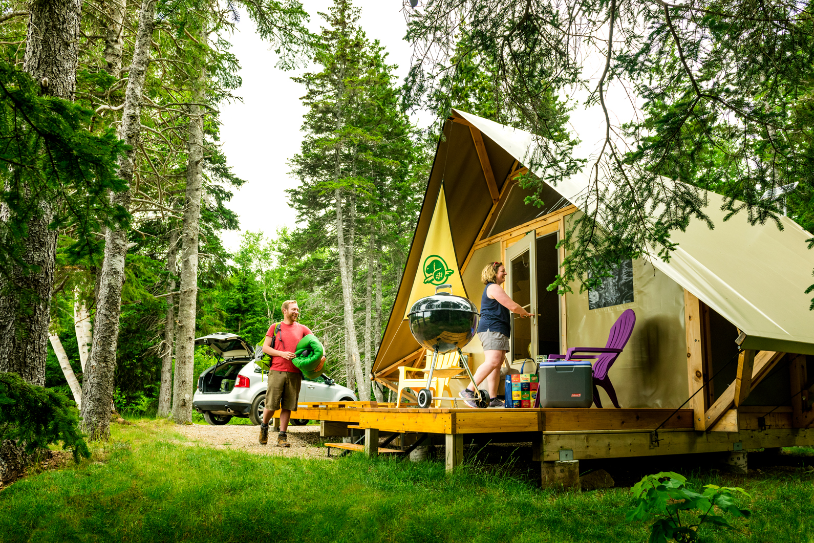 20 Otentik (part tent - part cabin) available for rent in the Cape Breton Highland National Park