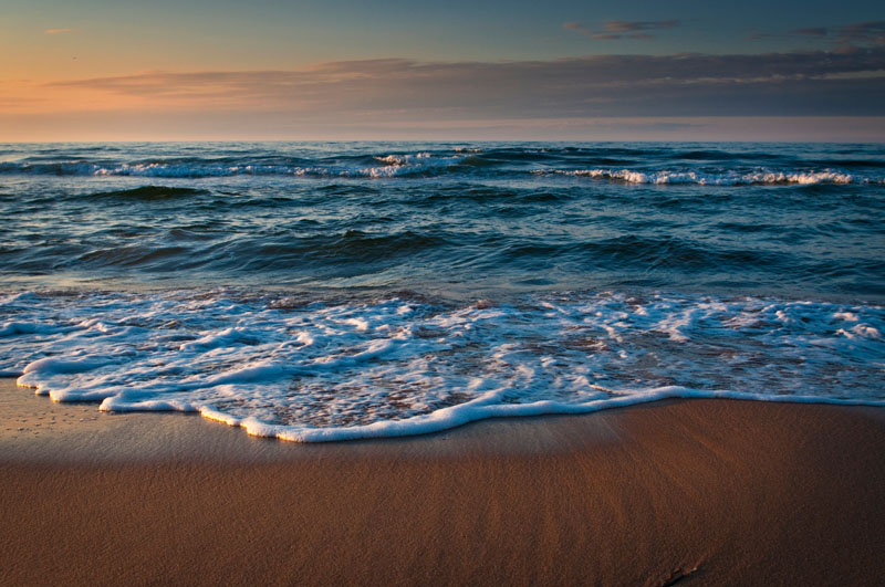 Waves, beach and sky