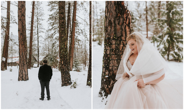Sparkly + Romantic Winter Wedding In The Woods