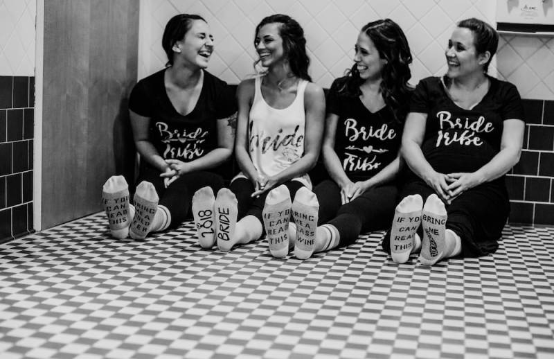Bridesmaid Shirts & Socks | Central Washington University Wedding With The Sweetest Backstory on App