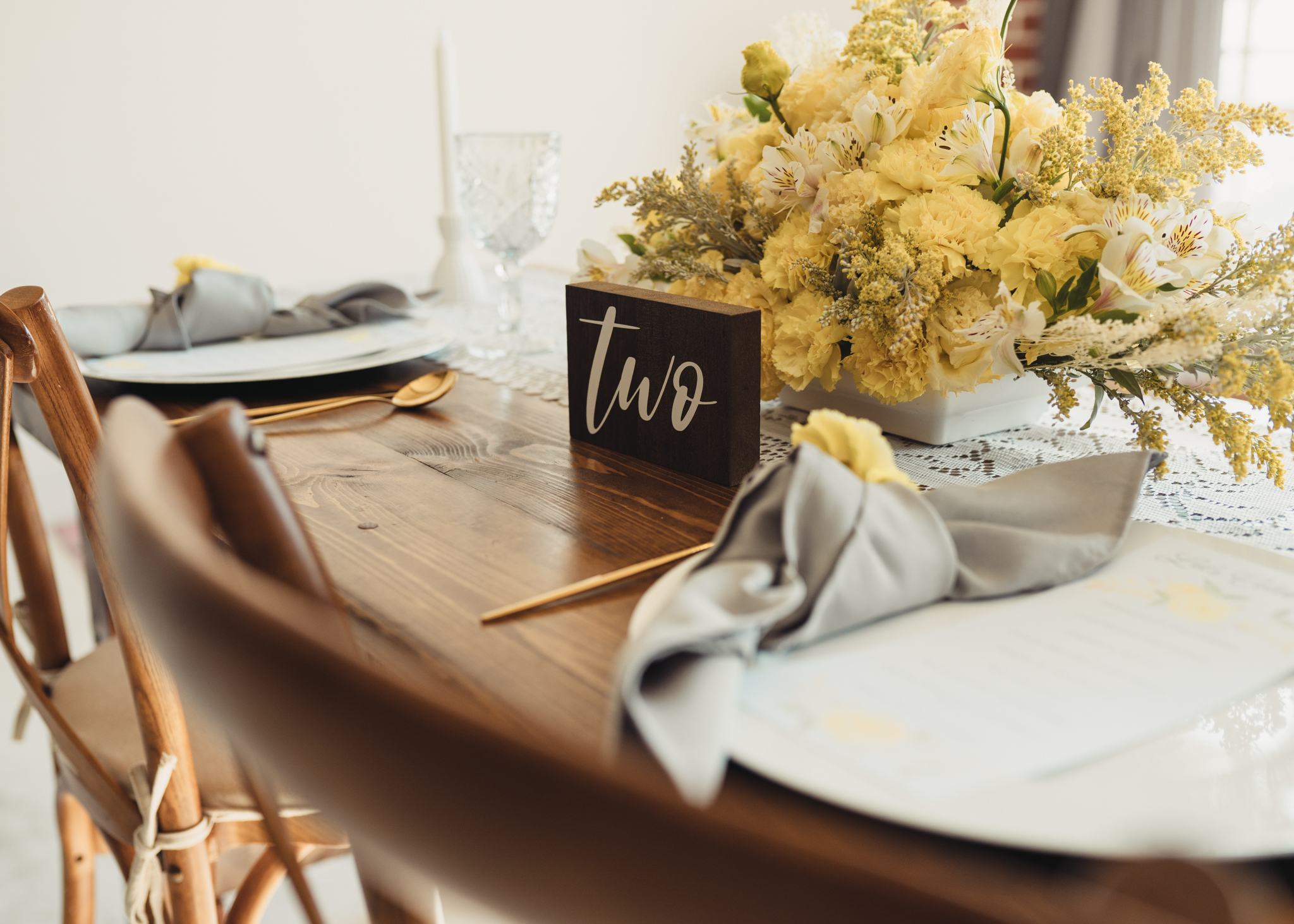 table, sign, setting, flowers, reception
