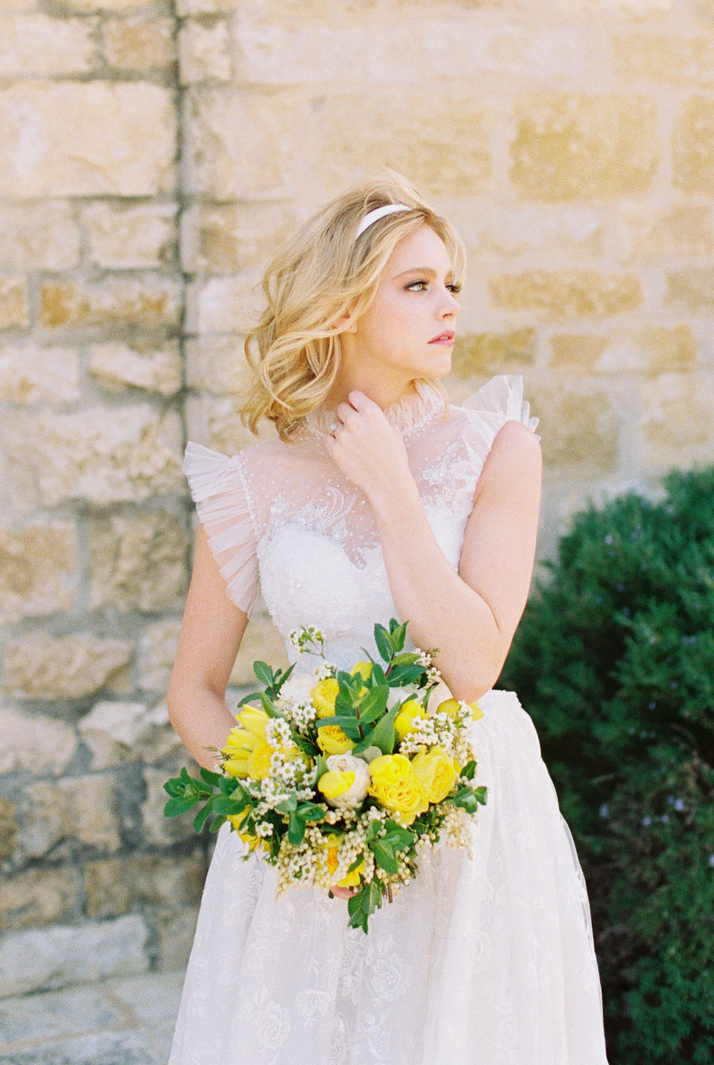 bride, gown, dress, bouquet, hair, makeup